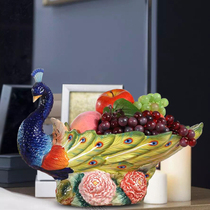 European American ceramic peacock shape large fruit bowl High-grade auspicious home furnishings Housewarming gifts Home accessories
