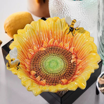 American pastoral sun flower shape ashtray sunflower ceramic decoration small bowl Tea table decoration key storage bowl