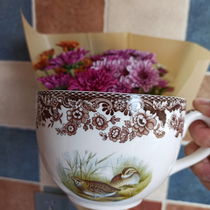 English ceramic breakfast cup Oatmeal cup Large capacity milk cup Quail pattern pastoral cup Meal bowl Home specialty cup