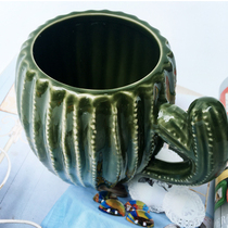 World Market Cactus Mug Hand Painted Ceramic Fairy Pillar Cactus Milk Cup Water Cup Coffee Cup