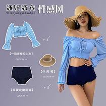Japan and South Korea Xiaolangfeng split student hot spring bikini sweet high waist belly folded belly shoulder conservative swimsuit women
