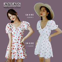 Girl Qingxin hot spring swimsuit female small chest gather ins sweet skirt bubble sleeve thin belly student swimsuit