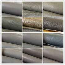 New first layer cowhide Diy handmade key bag card bag soft leather fabric trim leather leather vegetable tanning Gray 2