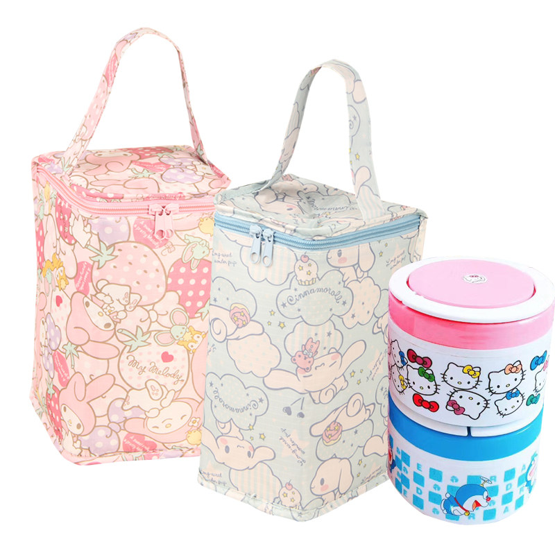 New cute cartoon tarpaulin aluminum foil insulation cold bottle ice cream drink bag round lunch box carry bag