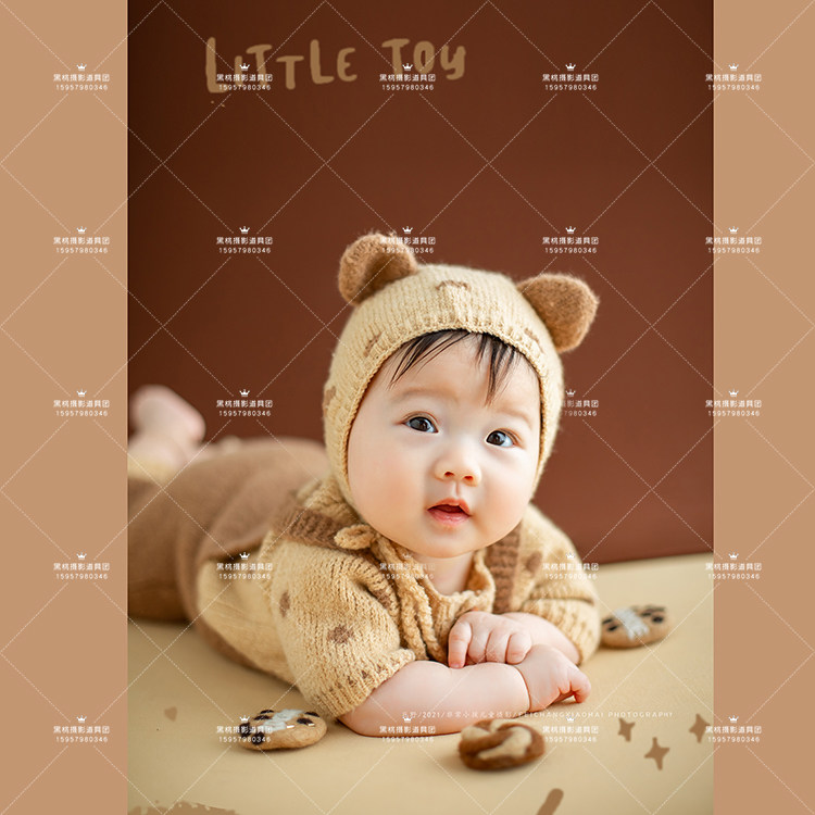 Spades Home Cream COOKIE Cookies Hundred Days Baby Photography Photo Theme Knitted Clothes