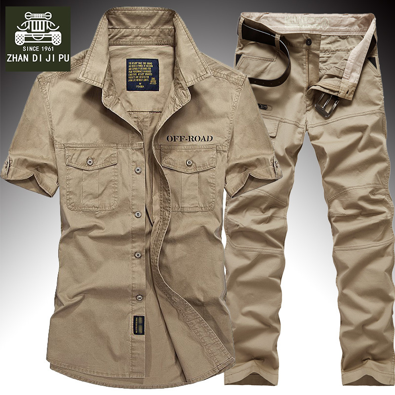 Summer Military Fan Long-Sleeved Shirt Men's Workwear Suit Pure Cotton Wear-Resistant Workwear Suit Outdoor Tactical Men's Shirt