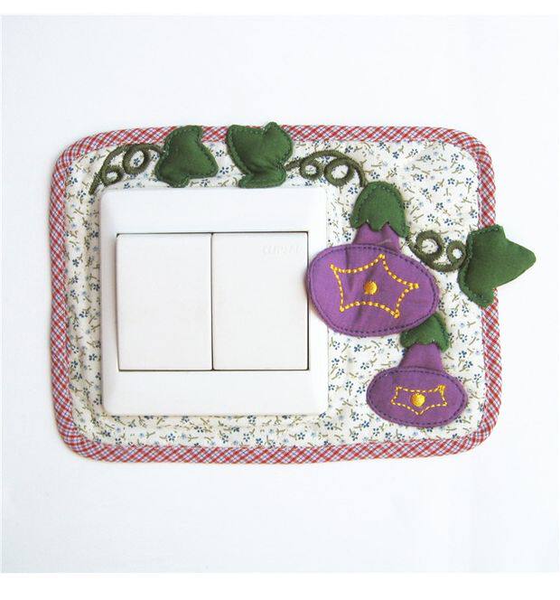 Декор для  выключателя 单面板开关套 双开关贴 布艺 手工刺绣 立体牵牛花 满百元包邮