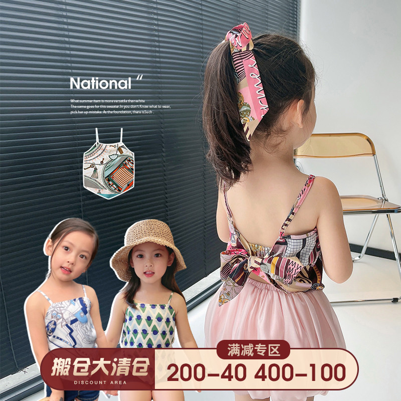 Chenchen Mom and baby children's clothing Summer children's Gypsy wind triangle scarf Little hot girl suspender girl Western style vest