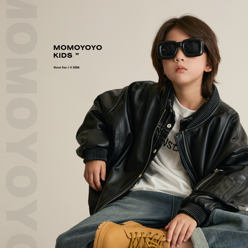 【High-Frequency Style】Chenchenma Boys' Baseball Collar Leather Jacket 2026 New Children's Jacket Top for Older Kids Autumn