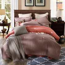 Autumn and winter cotton thickened warm brushed four-piece set single double 4-piece cotton bedding duvet cover sheets