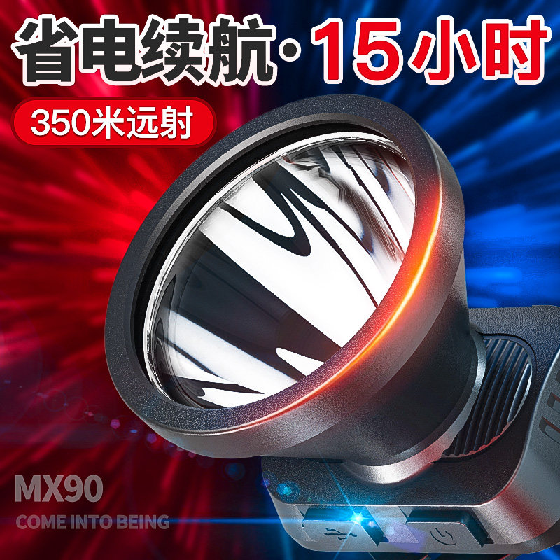 God Fire MX90 Intense Light Headlights Led Charging Bright Water Dragon Head Mounted High Endurance Long Shot Outdoor Fishing Light