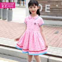 Girls dress for dress and summer clothes 2021 new childrens childrens great boy foreign air short sleeve childrens college wind princess dresses