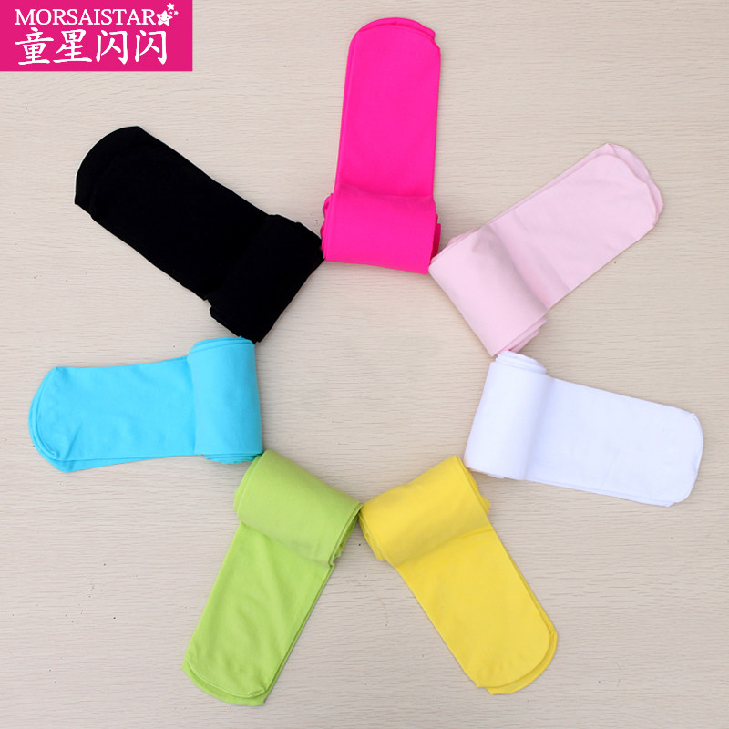 Child Star Sparkling Children's Socks White Dance Base Socks High Elastic Velvet Practice Examination Grade Girls Pantyhose Spring