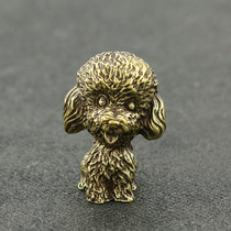Antique do old copper micro-carved animal poodle small ornaments solid brass zodiac dog copper handlebars antique bronze