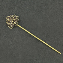 Copper tea needle tobacco needle plate hair jewelry Joker womens walking ancient Chinese clothing accessories copper hairpin Peacock hairpin hairpin