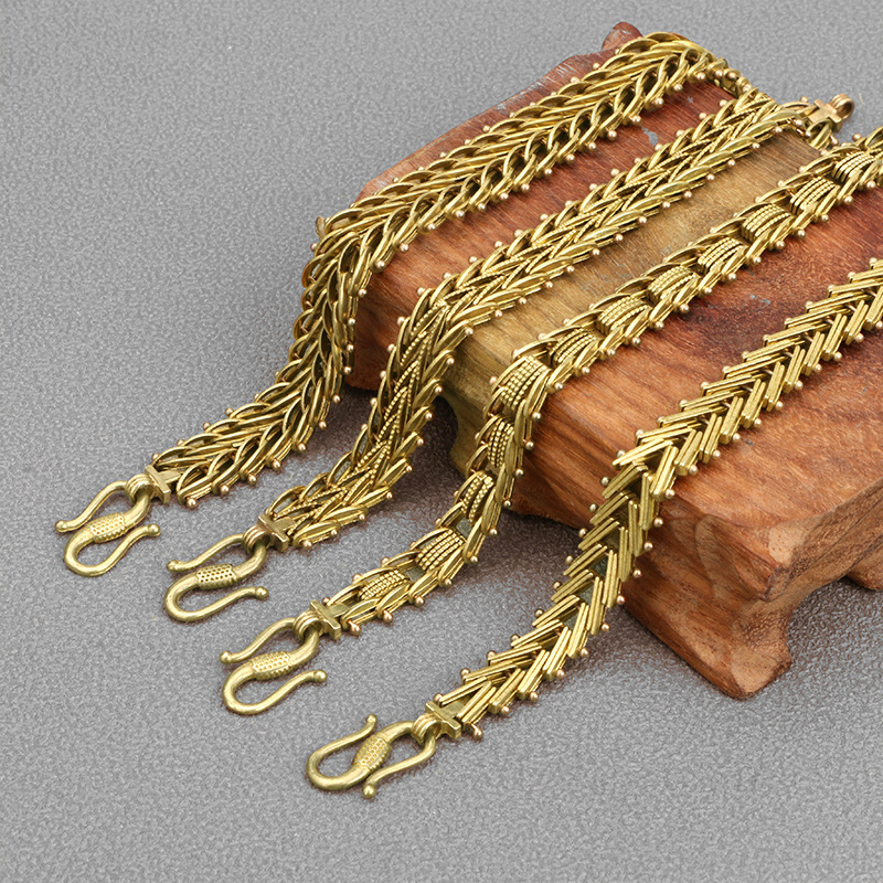 Pure Copper Creative Fishbone Couple Brass Bracelet Trendy Hip-Hop Punk Bold Snake Bone European and American Jewelry Hot Item Pure Copper Creative Fishbone Couple Brass Bracelet Trendy Hip-Hop Punk Bold Snake Bone European and American Jewelry Hot Item