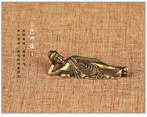 Antique bronze mini Buddha statue small ornaments pure brass antique old crafts lying Buddha ornaments collection