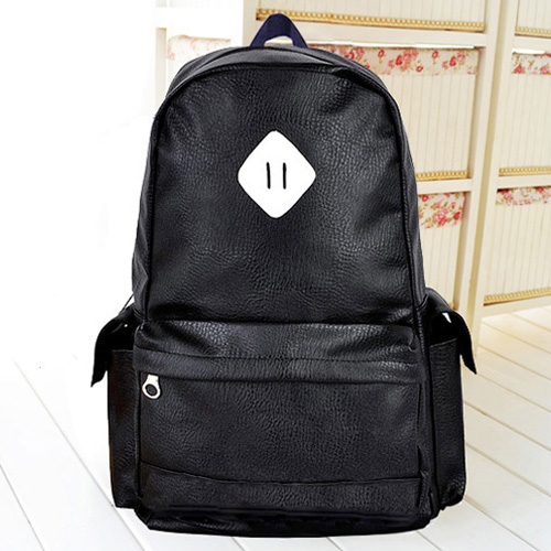 Waterproof large capacity Korean version PU leather double shoulder bag leisure junior high school high school student bag men and women's shoulder bag travel bag