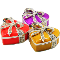 Valentines Day love heart-shaped gift box gift box rhinestone inlaid jewelry dice color metal collection box
