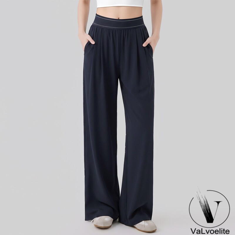 Valvoelite Straight-Leg Sports Pants for Women, Running Wide-Leg Pants, Pilates Training Clothes, Loose Slimming Fitness Pants