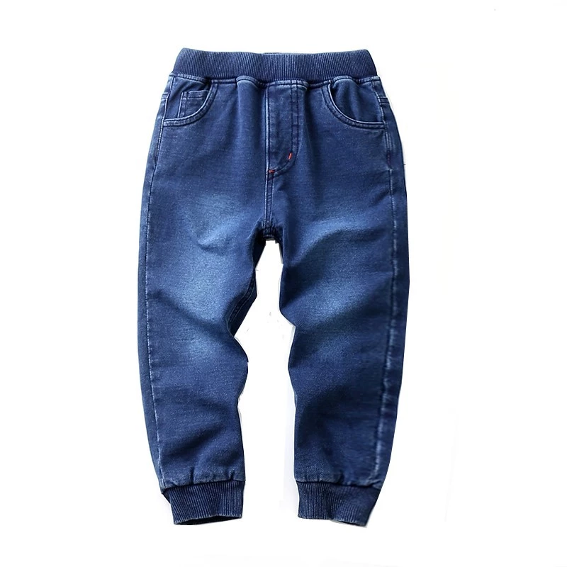 Mùa thu và mùa đông quần trẻ em hai lớp dày co giãn đan quần denim bé trai với quần jean béo bé lỏng lẻo - Quần jean