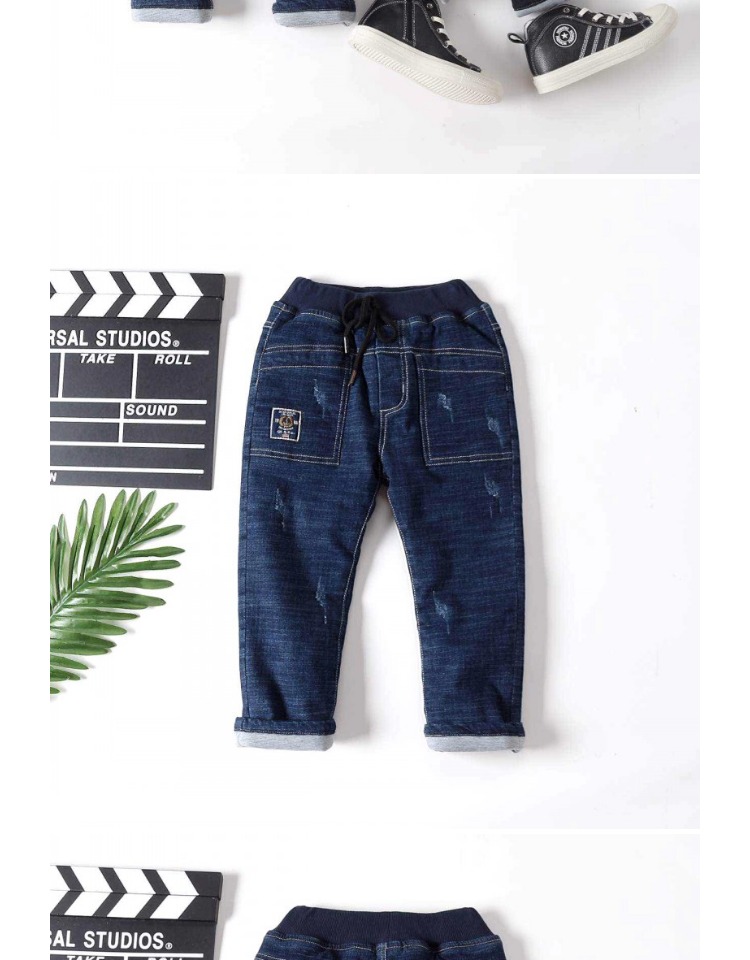 Quần mùa đông cho bé trai và bé gái co giãn denim bằng vải bông độn quần trẻ em quần mùa đông quần ấm thẳng eo cao quần áo trẻ em xuất khẩu