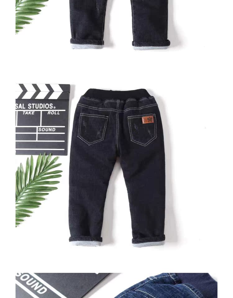 Quần mùa đông cho bé trai và bé gái co giãn denim bằng vải bông độn quần trẻ em quần mùa đông quần ấm thẳng eo cao quần áo trẻ em xuất khẩu