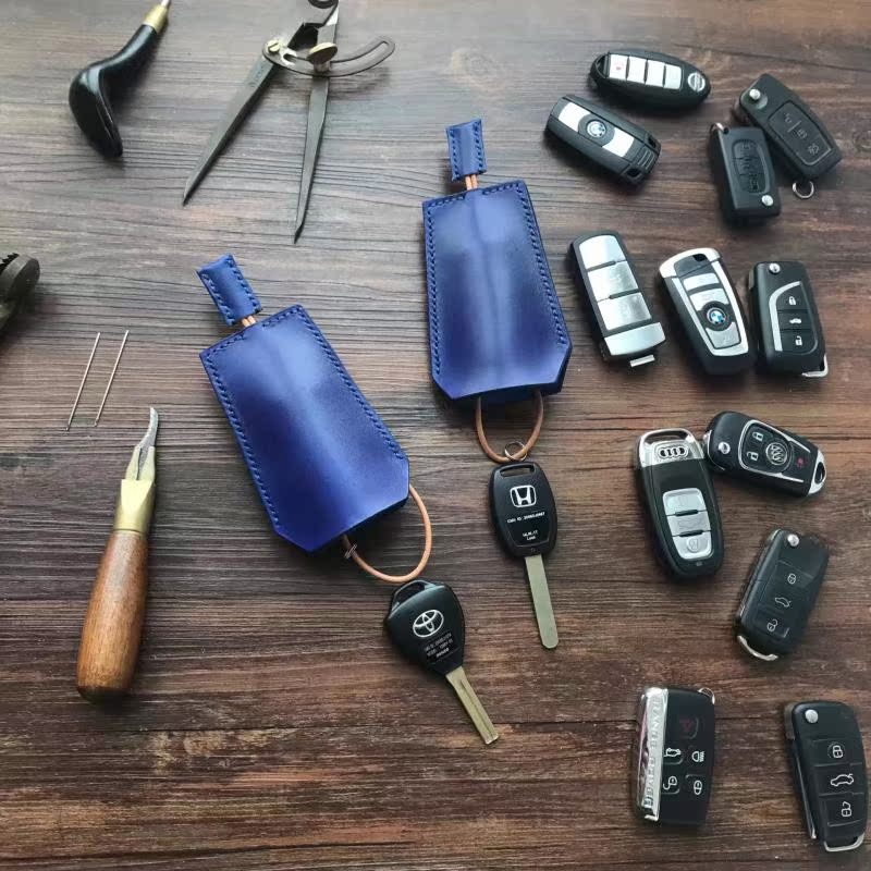 Túi xách da handmade phổ biến cho nam và nữ túi chìa khóa xe ban đầu túi chìa khóa xe thẳng - Trường hợp chính ví móc chìa khóa nữ cá tính