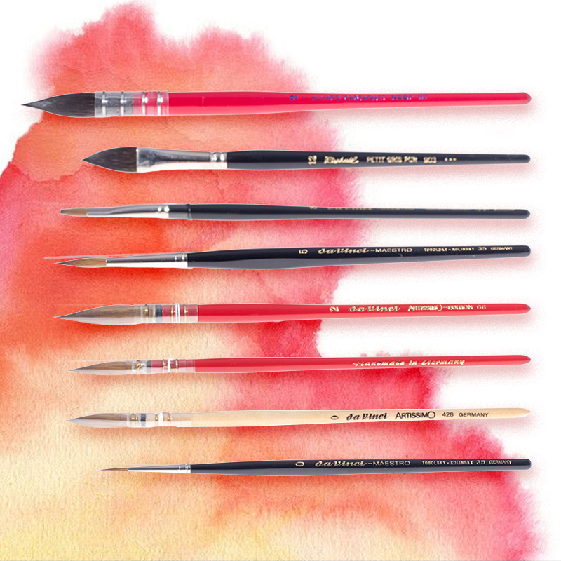 Leonardo da Vinci v66 red Fat son Horne with blue chubby v35 Cat Tongue Pen Squirrel Mink Luxury Watercolor Pen Suit