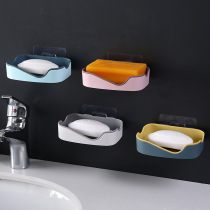 Powerful seamless paste drain soap box creative double-layer punch-free bathroom shelf two-color wall-mounted soap box