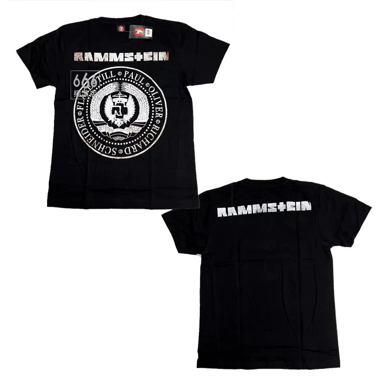 Rammstein Thai version of the German chariot metal band printed men and women cotton short -sleeved T -shirt 666 rock shop