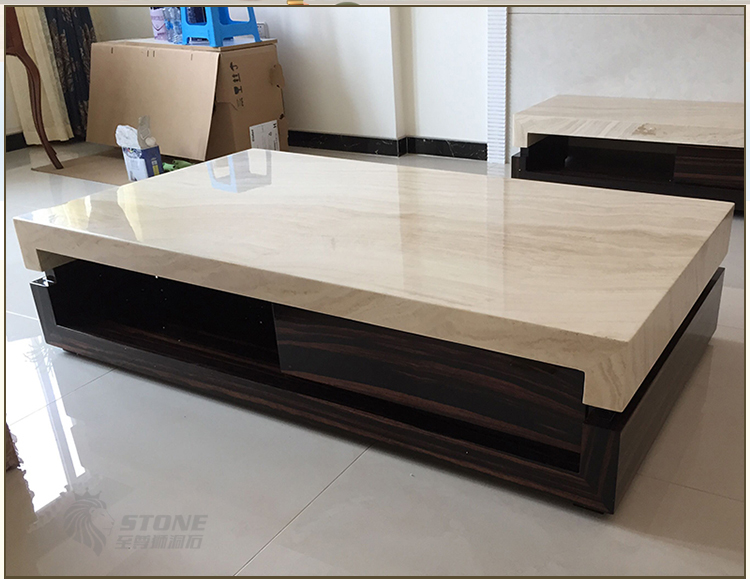 Bàn cà phê đá cẩm thạch nội thất phòng khách Khuyến mại lỗ xám góc đá Thời trang hiện đại Bàn bên châu Âu - Bàn trà mẫu bàn uống nước gỗ đẹp