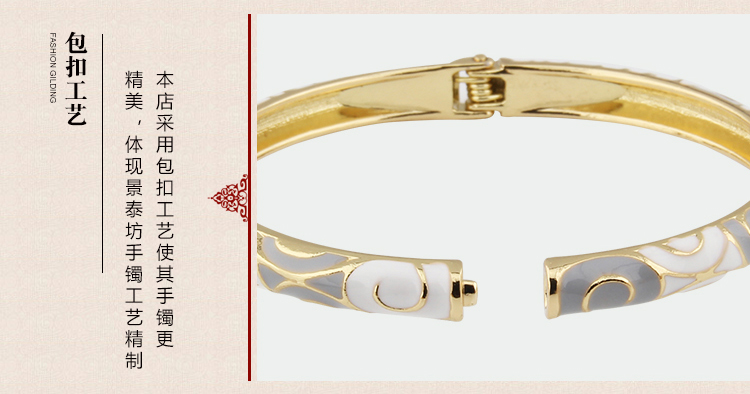 JTF Authentic Cloisonne Bracelet Women Fine Lucky Good Fortune Round Spring Quà tặng Xiao Xiangyun vòng đá mắt hổ