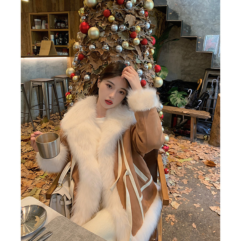 Deris'Caramel Milk' 2022 new two sides wear fox fur coats young female