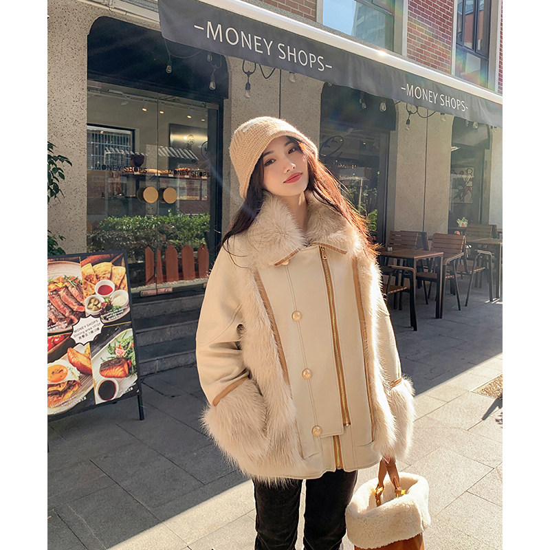 Notting Hill 2022 winter new young fur design stitching fox groove infrared coat