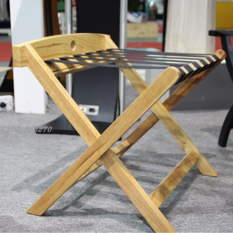 Ueman Pure Solid Wood Guest Luggage Rack Original Wood Color Luggage Shellable Shelf Can Fold Home Guest House High-end Luggage Rack