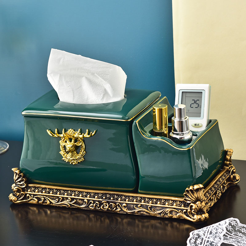 Modern minimal resin ceramic multi-function tissue box remote control collection of drawing box Nordic decorative fittings