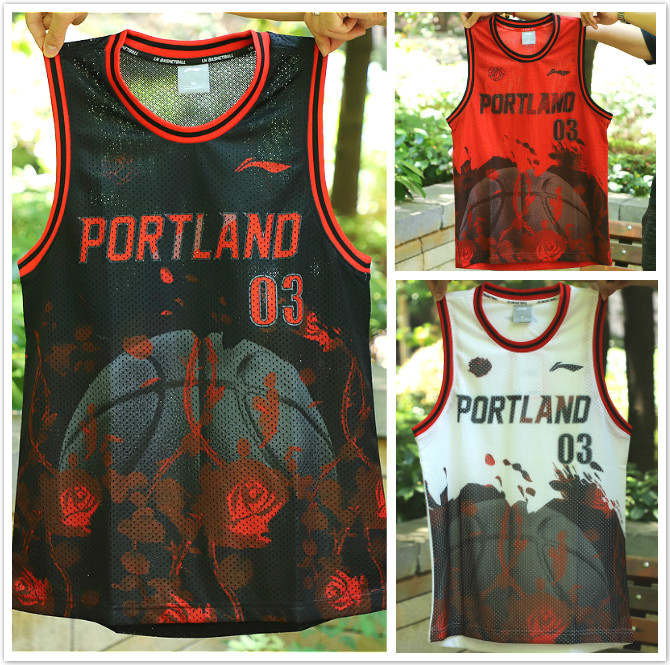 Li Ning CJ McCollum Portland Trail Blazers City of Roses basketball jersey vest AAYQ089