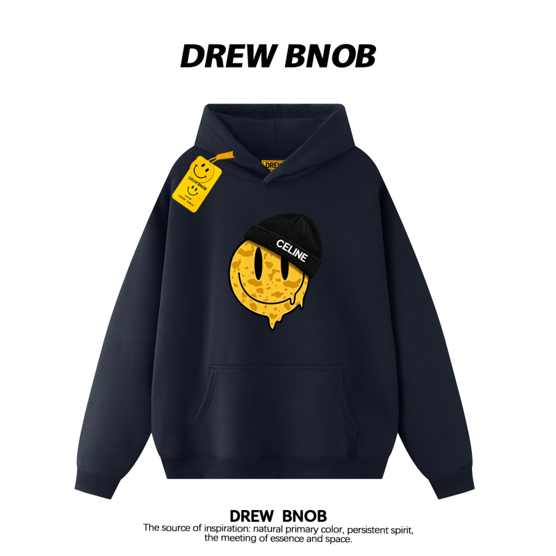 Drewbnob American Trendy Brand Smiley Face Printed Hooded Sweatshirt for Men and Women, Street Style Loose Hoodie Jacket for Autumn and Winter Drewbnob American Trendy Brand Smiley Face Printed Hooded Sweatshirt for Men and Women, Street Style Loose Hoodie Jacket for Autumn and Winter
