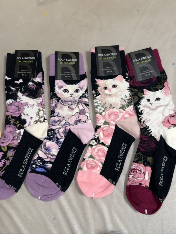 【Rola Ro La Ba】French Imported Floral Cat, Tiger, Leopard, Rabbit Four-Season Mid-Tube 95.2% Cotton Socks