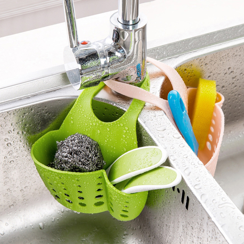Creative Sink Drain Hanging Basket Clean Cotton Containing Layer Rack Shelve Sink Tap Hanging Basket Hanging Bag Kitchen storage
