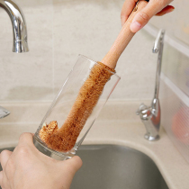 Natural Coconut Palm Log Handle Hemp Fiber Wash Cup Brush Bottom Descaling Free cleaning and cleaning up to oil stain kitchen with brush