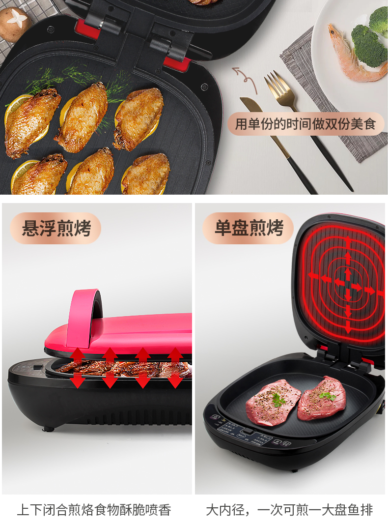 chảo crepe Chảo nướng điện mới, sưởi ấm hai mặt gia đình, khay nướng sâu, có thể tháo rời và giặt được, làm sạch thuận tiện, máy làm bánh crepe, chiên và chiên - Máy Crepe 	cách sử dụng máy làm bánh crepe