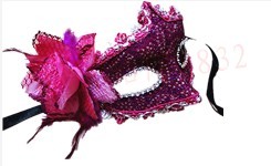 Chemical dress Ball Venetian mask Gold shallot cloth Flower Feather Translucent Lace side with flower mask