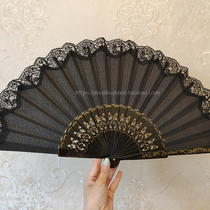 New product big number 30 cm hand painted black fan dancing fan Fan Palace Tinting