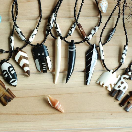 Afrina非洲肯尼亚民族特色手工艺品饰品纪念品礼品牛骨动物骨项链