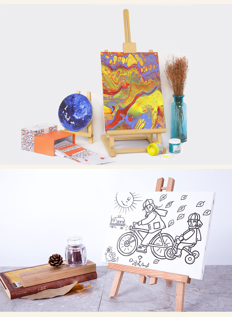 Мольберт 迷你桌面台式画架木台面质折叠油画板桌上支架式素描三角架小画架 Mi Kailan