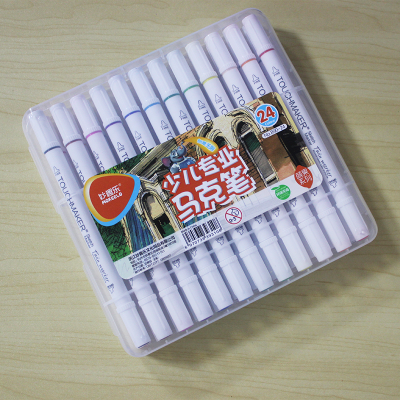 Wonderful fun student double-headed oily microphone pen set hand-painted color pen painting pen oily pen 24 36 48 colors
