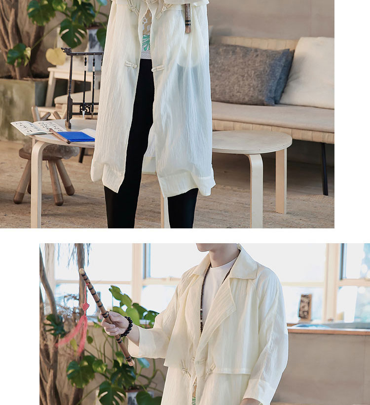 Sun bảo vệ quần áo Trung Quốc phong cách của nam giới linen cotton linen trong phần dài của áo gió áo khoác Hanfu mỏng retro phong cách cloak