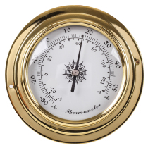 Copper Shell Plated Zircons Marine Temperature-meter Thermometer Hygrometer Weather station Free of battery Mechanical movement 98mm